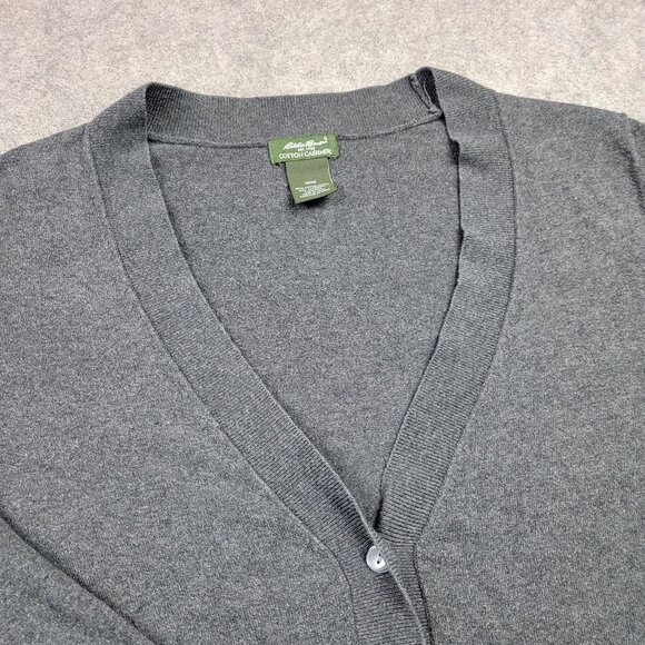 Eddie Bauer Cardigan Sweater Women’s Medium Gray  Cotton Cashmere - Picture 2 of 8